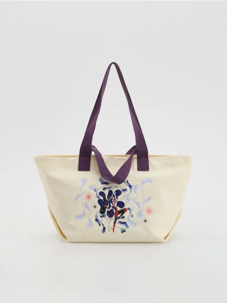 Reserved Полотняна шопер-сумка кремовий 