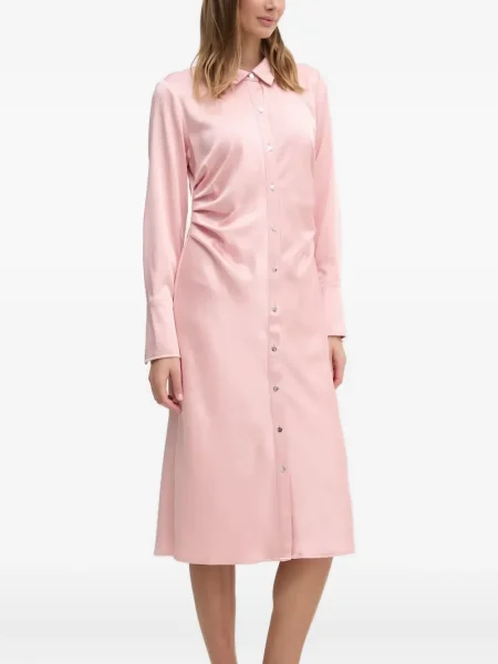 Rochie midi Dkny din satin până la genunchi de costum roz