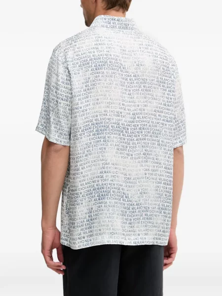 Cămașă Armani Exchange cu imagine alb