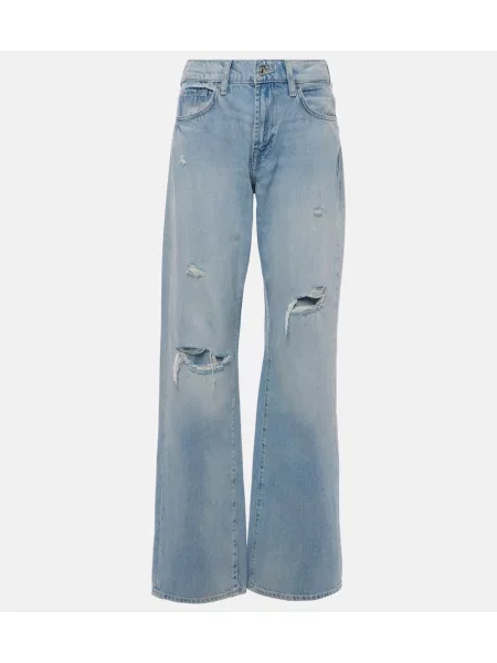 Blugi drepți 7 For All Mankind cu talie înaltă albastru