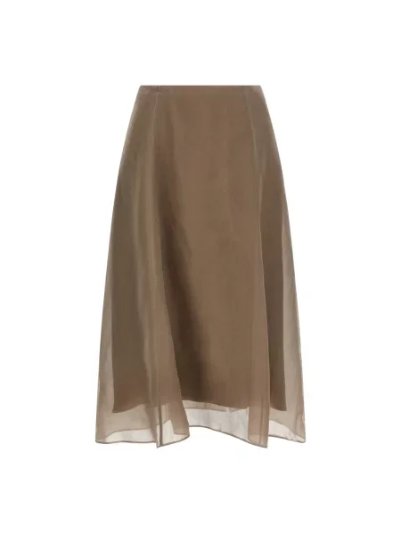 Jedwabna spódnica Brunello Cucinelli beżowa