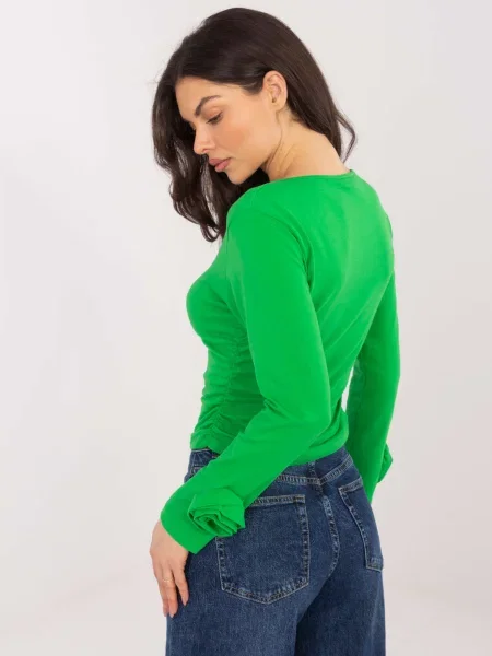 Bluză Italy Moda cu mâneci lungi lungă verde