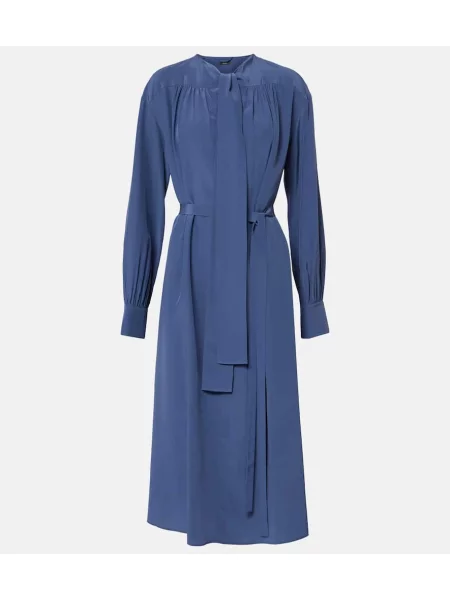 Rochie midi Joseph de mătase până la genunchi de costum albastru