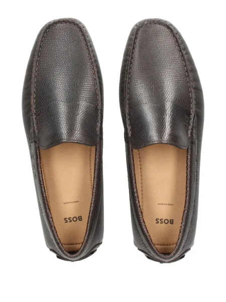 Pantofi loafer Boss din piele cu imagine maro
