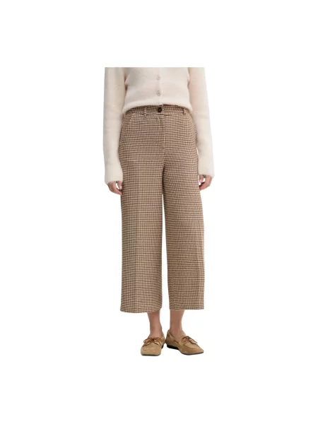United Colors of Benetton spodnie beżowy fason culottes high waist brązowe