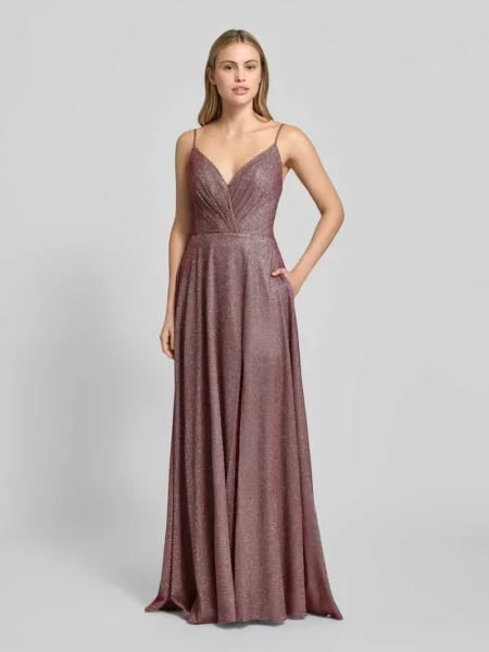 Sukienka wieczorowa błyszcząca z rozcięciem Luxuar Fashion