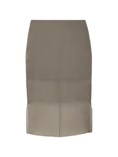Fustă midi Brandon Maxwell de mătase gri