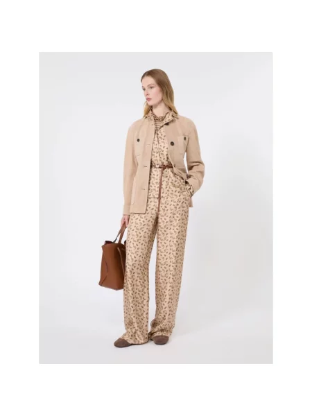 Spodnie Max Mara Studio beżowe