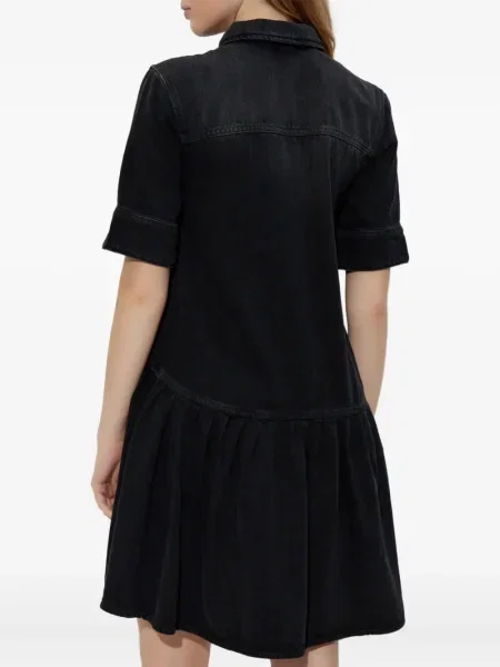 Rochie din denim Ganni scurtă de costum negru