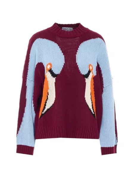 Pulover Essentiel Antwerp cu broderie roșu