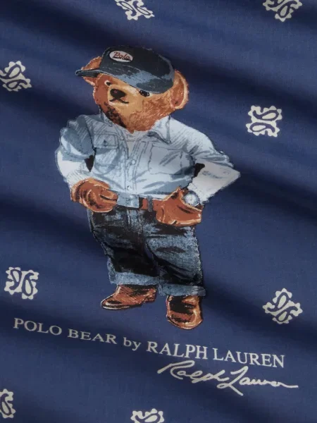 Ριγέ καμβάς κασκόλ Polo Ralph Lauren με κέντημα μπλε