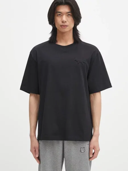 Tričko Maison Kitsuné Embossed Profile Fox Oversize černá