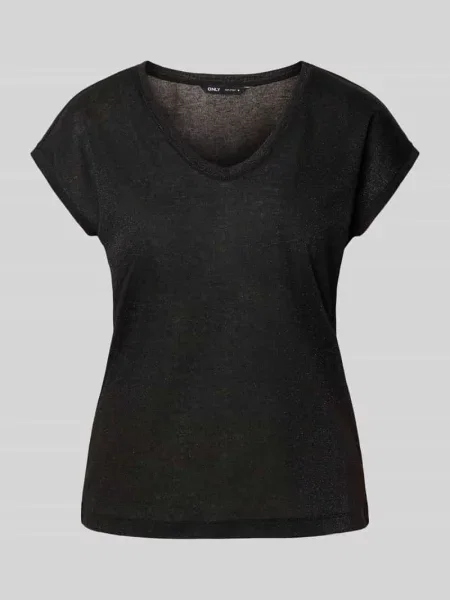 T-shirt o kroju regular fit z dodatkiem model ‘SILVERY’ Only czarna