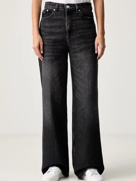 Tommy Jeans blugi wide leg pentru femei negru