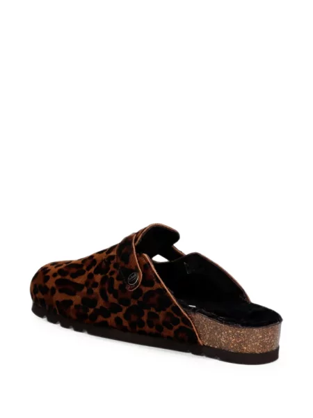 Papuci tip mules Scholl cu imagine cu model leopard maro