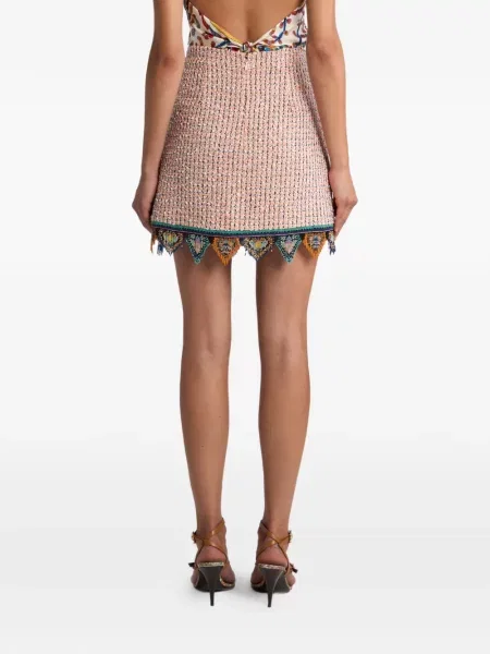 Fusta mini Etro cu franjuri din tweed
