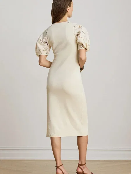 Lauren Ralph Lauren rochie din cu bej