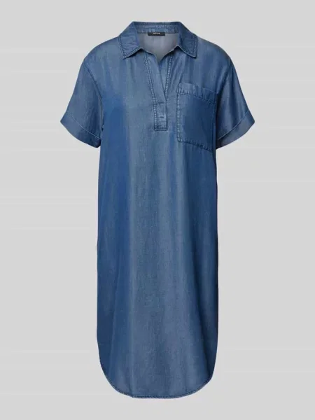 Sukienka jeansowa o długości do kolan z kieszenią na piersi model ‘Wasya’ Opus niebieska