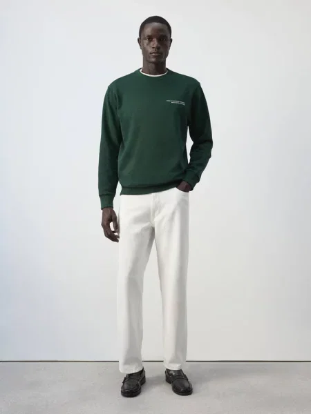 Bluza z nadrukiem bilardowa zieleń Mężczyzna S MANGO MAN