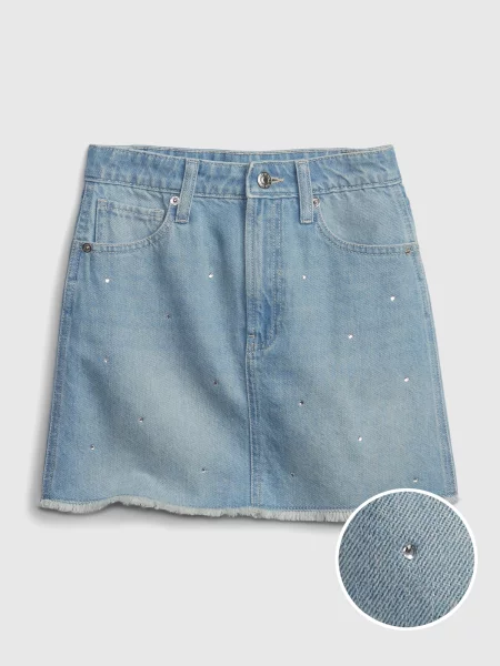 Fustă din denim copii Gap gri