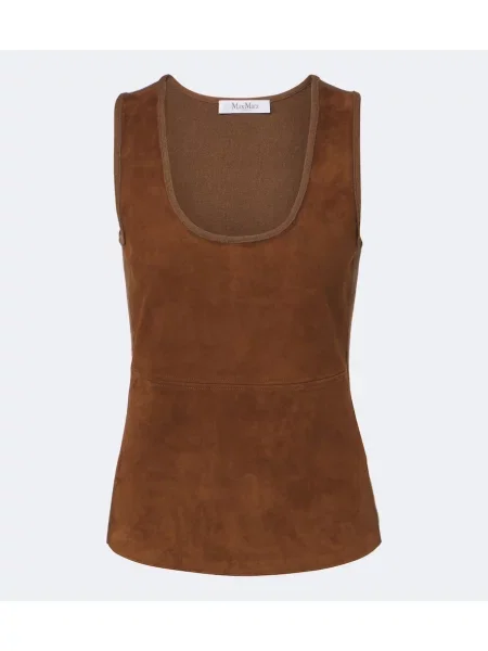 Top Max Mara din piele de căprioară maro
