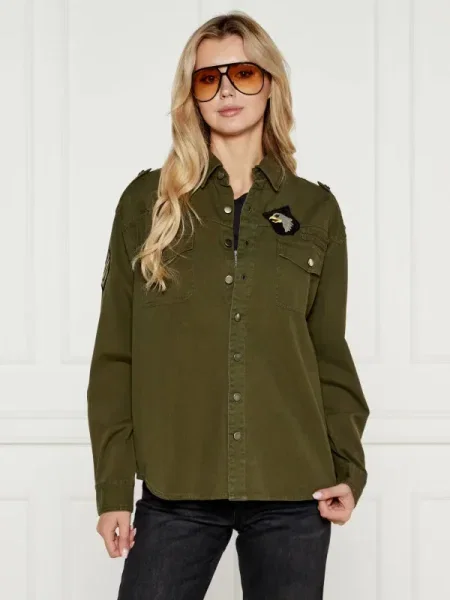 One Teaspoon Cămașă Aviator Eagle | Oversize fit kaki