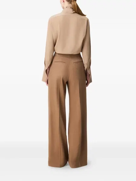 Pantaloni Another Tomorrow plisate maro
