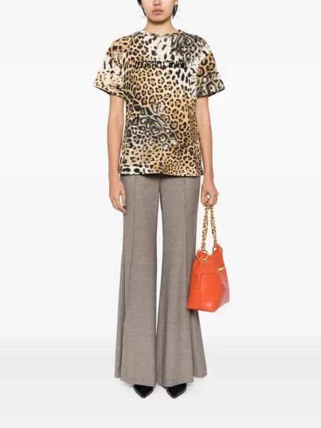 Raštuotas marškinėliai Roberto Cavalli leopardinis ruda
