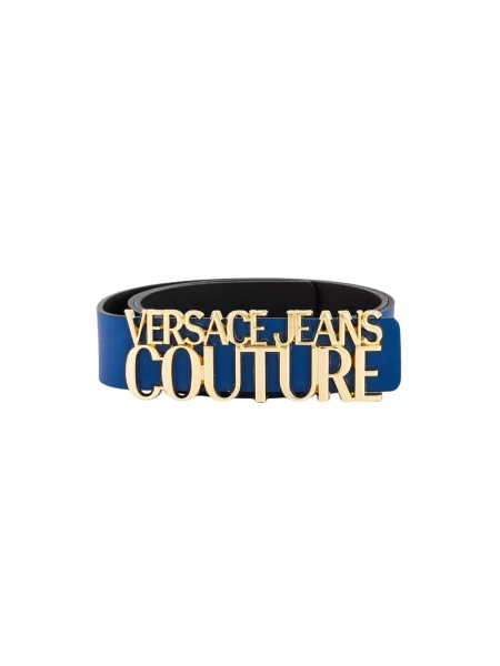 Pasek Versace Jeans Couture skórzany z logo niebieski