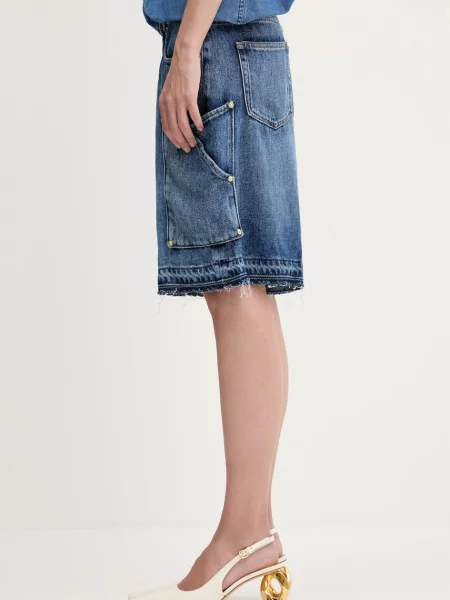 GANNI szorty jeansowe Light Denim granatowy gładkie high waist