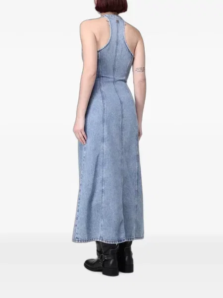Rochie maxi Armani Exchange cu gât halter albastru