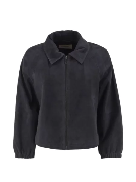 Geacă Weekend Max Mara din piele de căprioară albastru