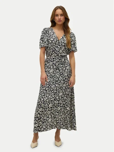 VERO MODA Rochie tip bluză VMALBA bej / negru alb
