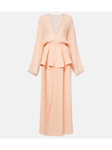 Maksi sukienka maxi Alaïa z baskinką garniturowa pomarańczowa