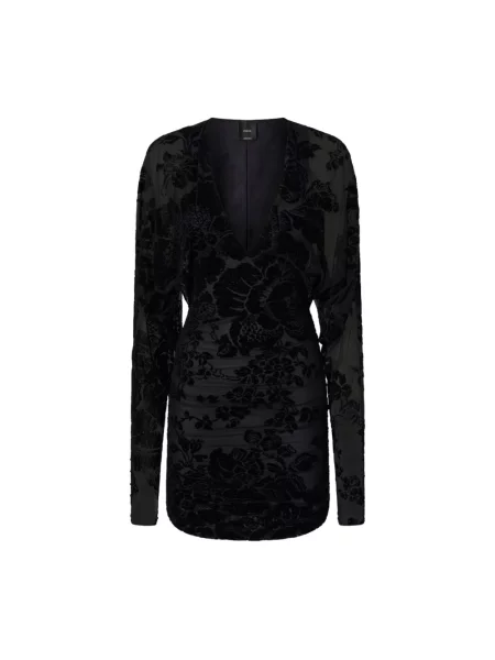 Lniana sukienka mini Pinko elegancka czarna