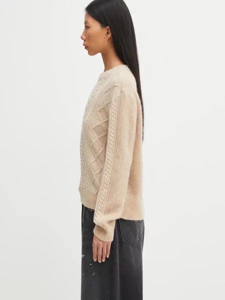 Πουλόβερ με προσθήκη μαλλιού Maison Kitsuné Alpaca Cable Knit μπεζ