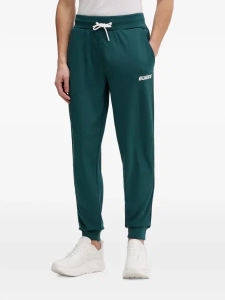 Pantaloni Guess cu dungi cu imagine alergare verde