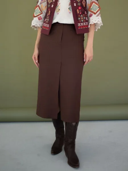 Спідниця міді Едельвіка коричневий