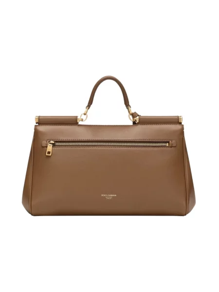 Torebka skórzana Dolce And Gabbana skórzana elegancka brązowa