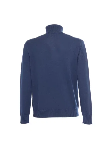 Lniany sweter z golfem Ballantyne niebieski