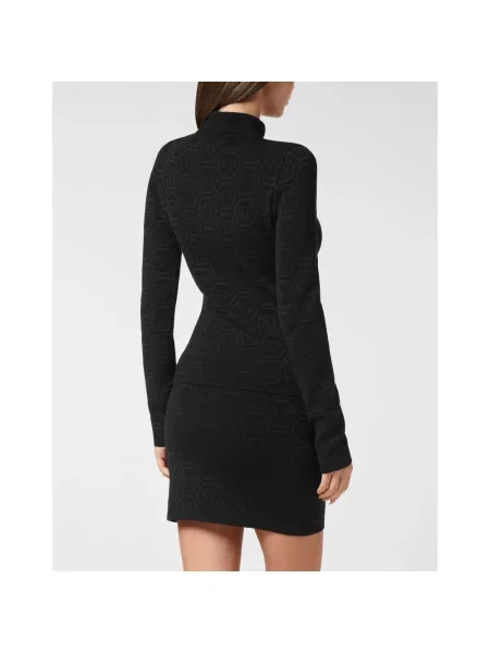 Dzianinowy sweter z golfem Philipp Plein do golfa czarny
