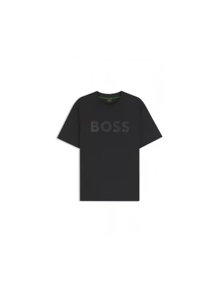 T-shirt o kroju regular fit z czystej bawełny model TS_STRUCTURE LOGO Boss Green czarna