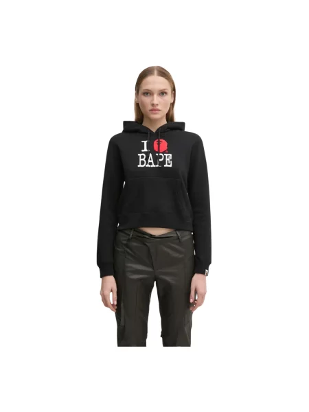 A Bathing Ape bluza I LOVE BAPE PULLOVER HOODIE z kapturem z aplikacją czarny