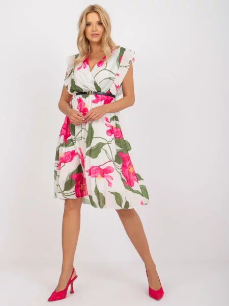 Rochie Fashionhunters cu model floral de costum bej