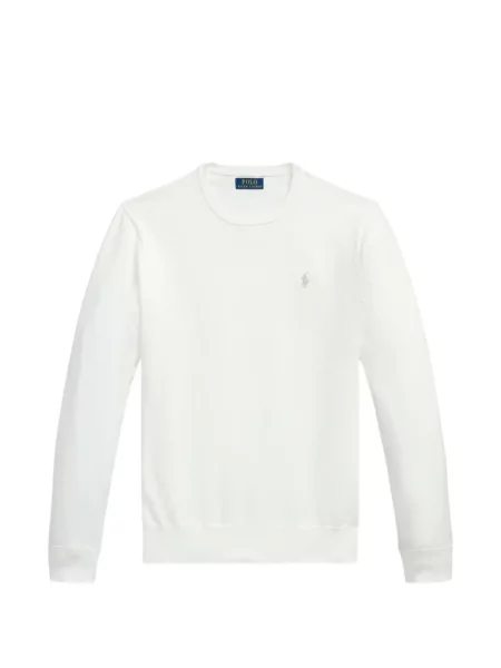 Πλεκτό polo Polo Ralph Lauren με κέντημα με στρογγυλή λαιμόκοψη λευκό