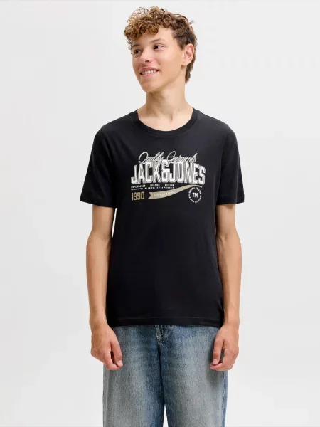 Jack & Jones Junior Tricou grej / negru alb
