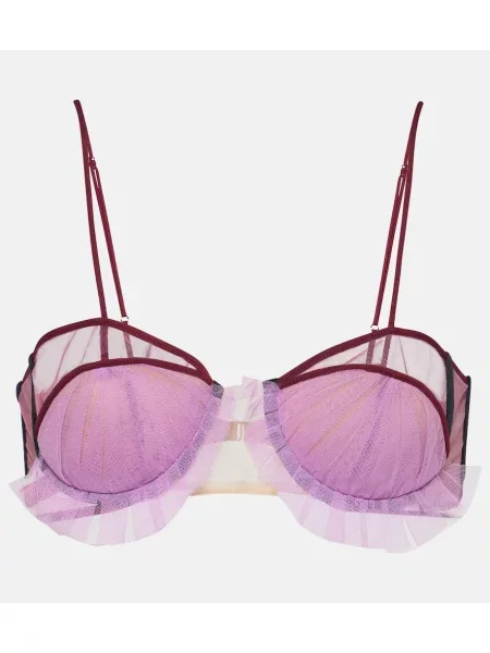 Biustonosz Nensi Dojaka w kwiatki tiulowy różowy