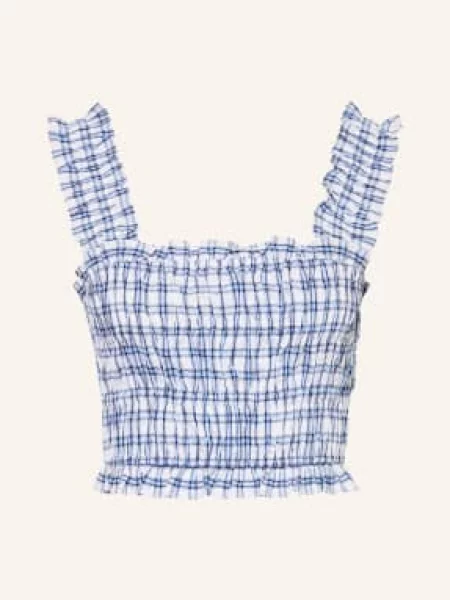 Krótki top Maje z falbankami biały