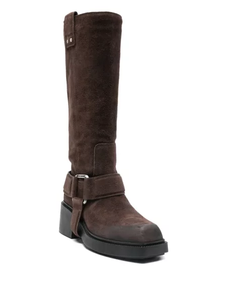 Botine Vic Matié din piele de căprioară cu cataramă maro