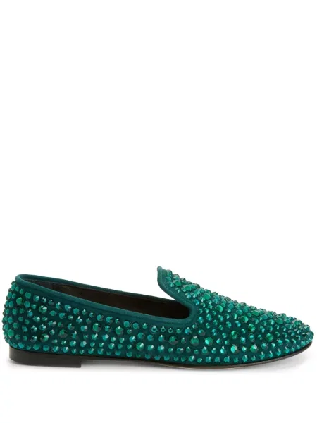 Křišťálové loafers Giuseppe Zanotti zelené